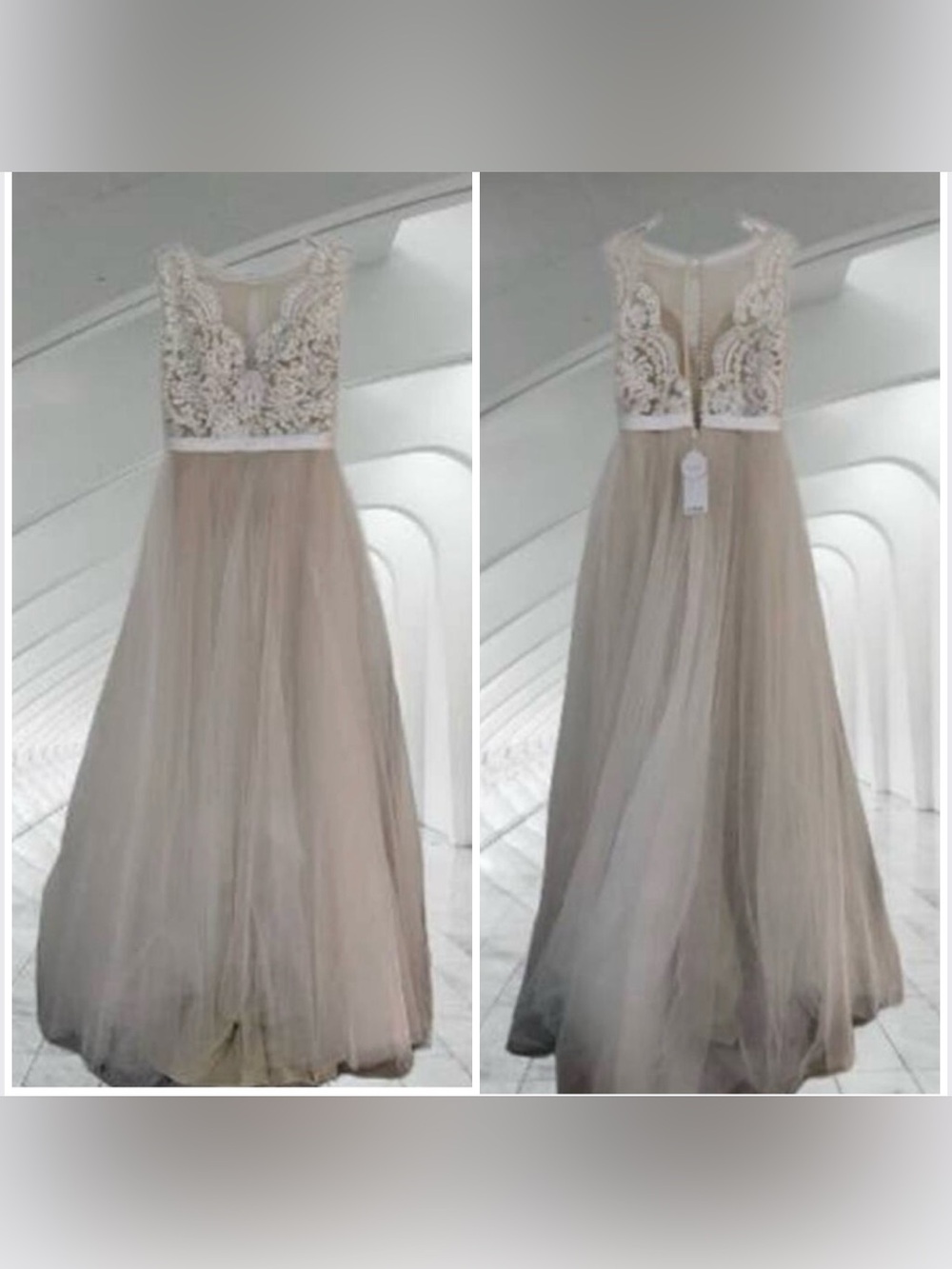 Engerla A-Line Wedding Dress - Illusion Lace Bodice & Flowing Tulle Skirt